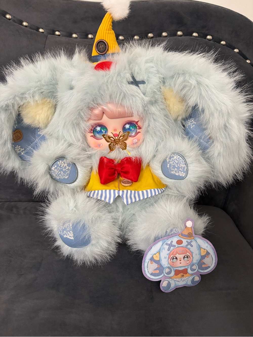 Mocici Adventure Doll Series 800% Plush blue bunny with magnetic butterfly